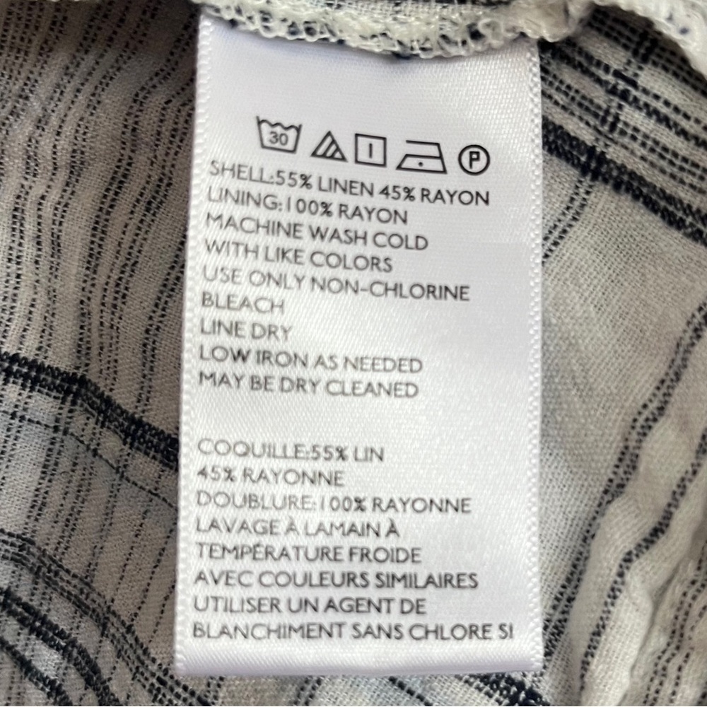 Urban Outfitters UO Linen Melody Plunging Babydoll Top Medium Gray White Plaid - Picture 8 of 11